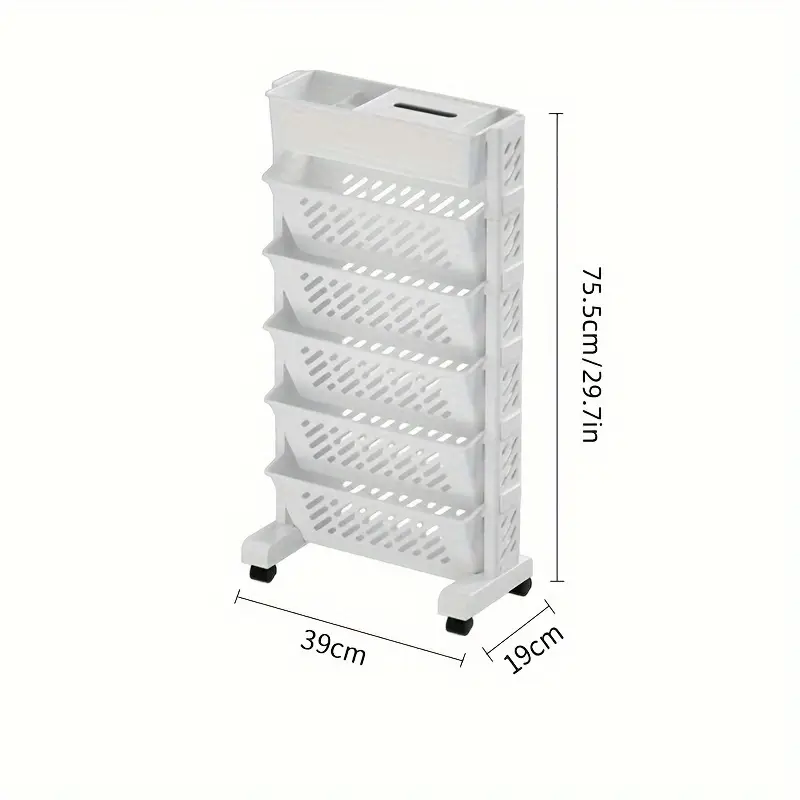Office And Home Portable Simple Bookshelf Floor Standing Picture Book Rack Book Storage Rack Cart Desk Side Storage Rack, Suitable For Books, Tablets, Classroom, Office, And Home Document Storage