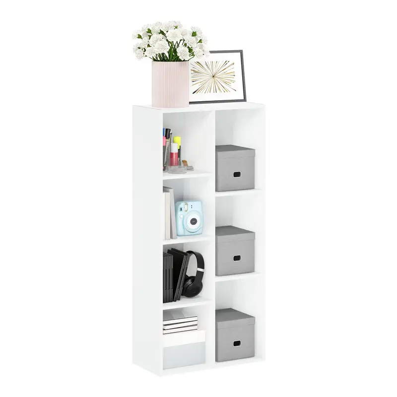 5-Cube Reversible Open Shelf, White, Multi-Purpose Storage Organizer, Modern Display Shelf, Home Office Bookshelf, Display Stands