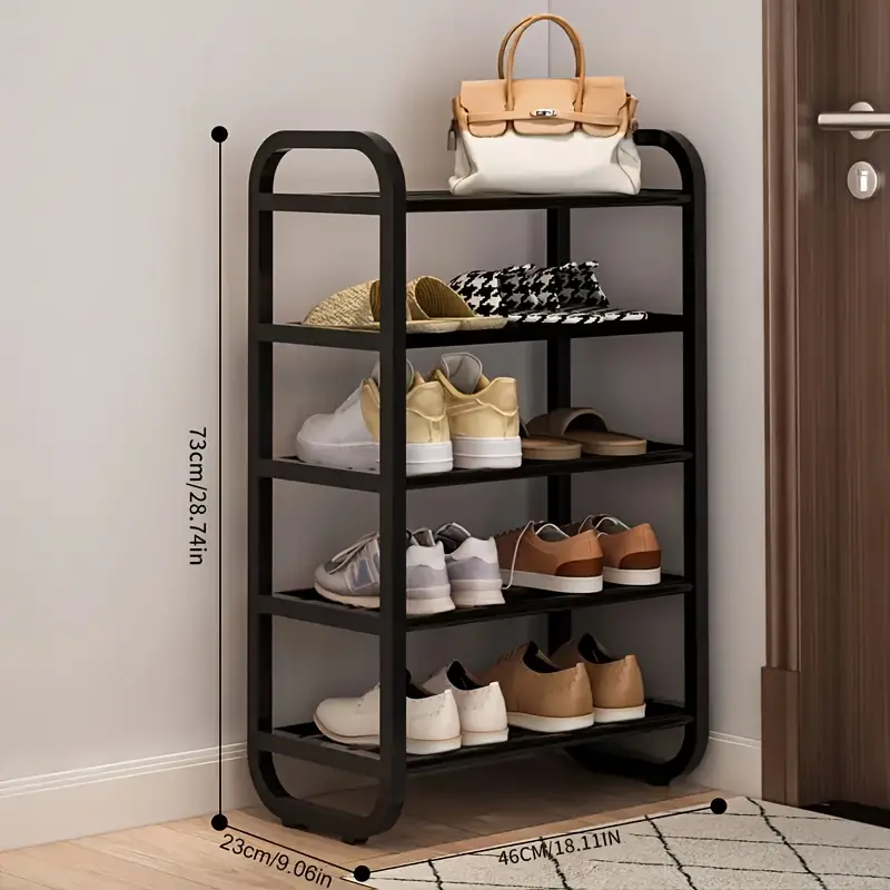 1pc 4/5Tier Multifunctional Shoe Organizer Rack, Space Saving, Easy to Assemble, Suitable for Entrance, Foyer And Corridor Independent Shoe Rack - Black/White - Floor Storage Rack