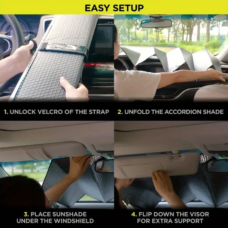 Fits all vehicle windshields Black Folding Visor 1pc, 63" x 28.5"