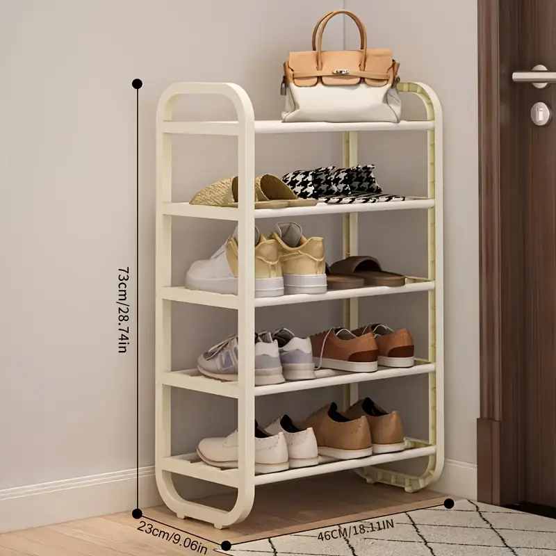 1pc 4/5Tier Multifunctional Shoe Organizer Rack, Space Saving, Easy to Assemble, Suitable for Entrance, Foyer And Corridor Independent Shoe Rack - Black/White - Floor Storage Rack
