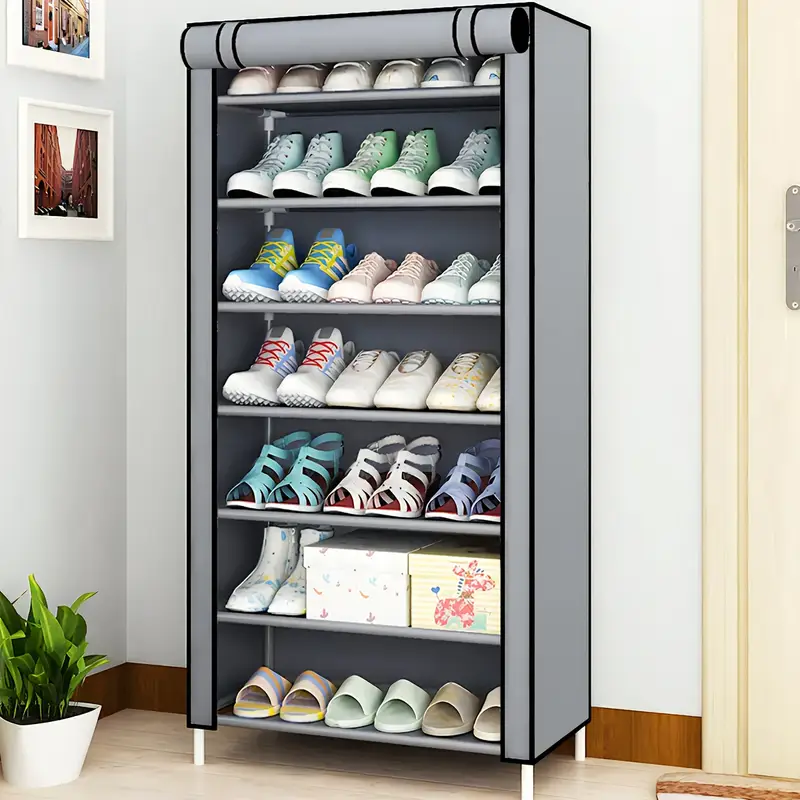 Versatile 6/8/10-Tier Shoe Organizer with Dustproof Cover - Easy Assembly, Portable Storage for 27-35 Pairs of Sneakers, High Heels & Boots - Ideal for Entryway