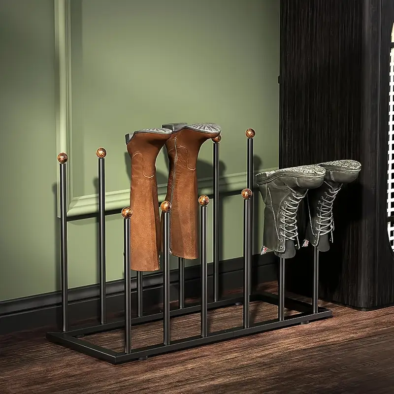 12 Boot Storage Racks, Long Boot Storage Rack, Shoe Storage Rack, Black Boot Rack, 1 Large Iron Rain Boot Drying Rack, Boot and Shoe Storage Rack, Independent Shoe Rack, Suitable for Home, Living Room, Dormitory, Office, Suitable for Autumn, Winter, Sprin