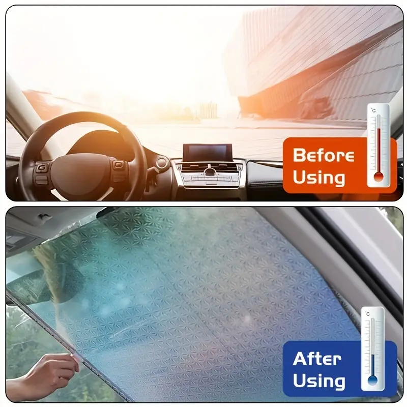 1pc Keep Your Car Cool & Protected - Retractable Windshield Sunshade With Suction Cup!