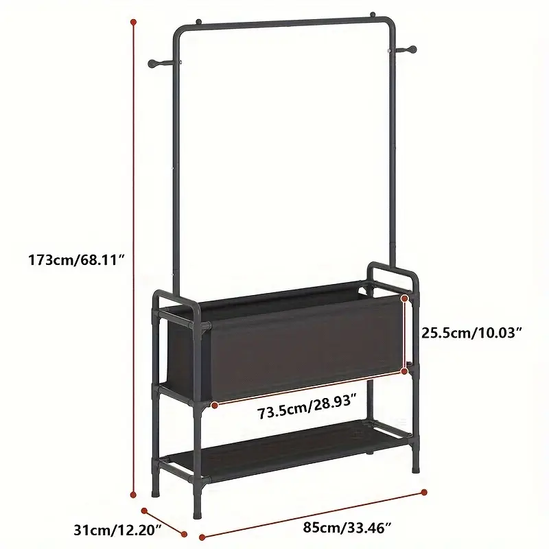 1pc Clothing Rack With Storage Bag, 3-in-1 Garment Rack, Non-woven Shelves For Shoes, Clothes Rack For Bedroom, Hallway, Entryway