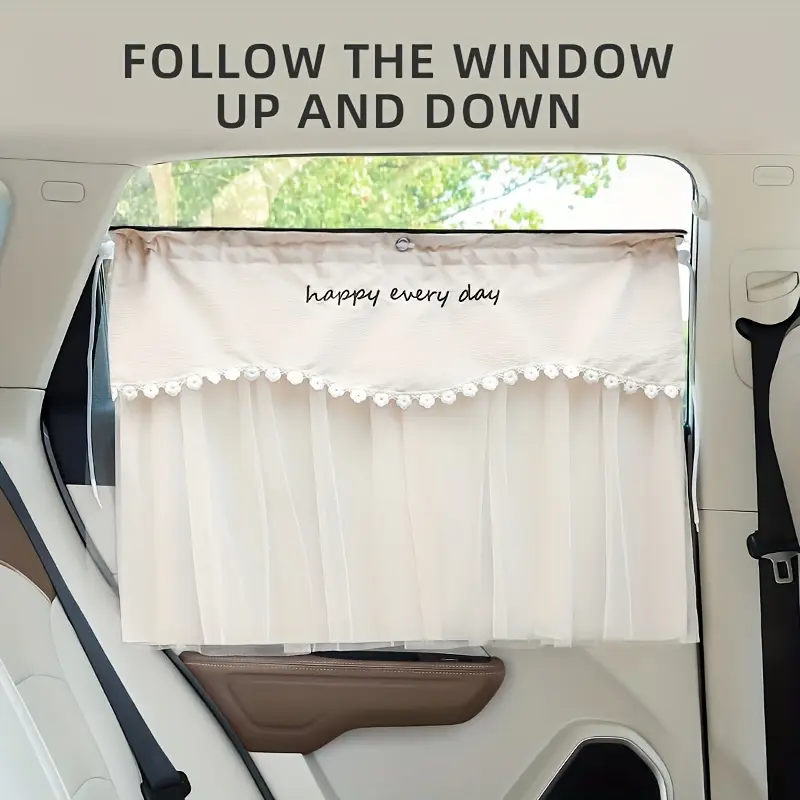 1pc Car Curtain Car Sunscreen Sunshade Blackout Fresh Style Car Privacy Curtain Universal for Women's Car Accessories