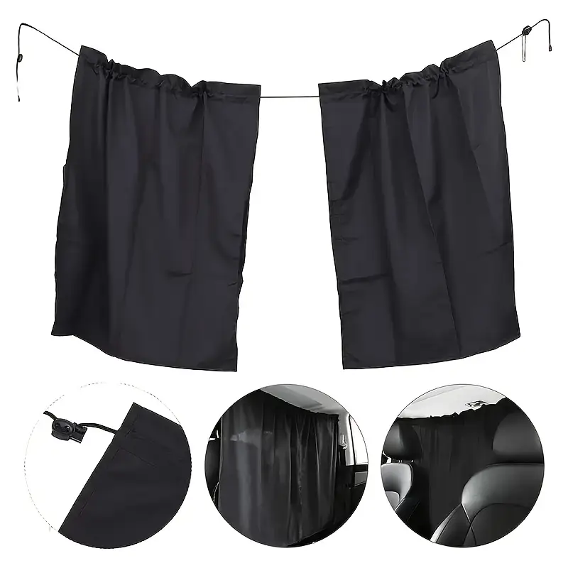 Travel-Ready Car Curtain Set - 95% Sun Blocking, Privacy Shades for Rear & Side Windows - Durable SUV Sunshade for Camping and Road Trips