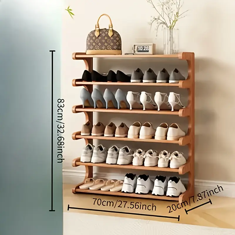 1pc Save Space Bamboo Shoe Rack-Multi-Layer Freestanding Storage Rack, Wood Grain Finish Is Suitable for Dormitory and Entrance, Easy to Assemble, Brown