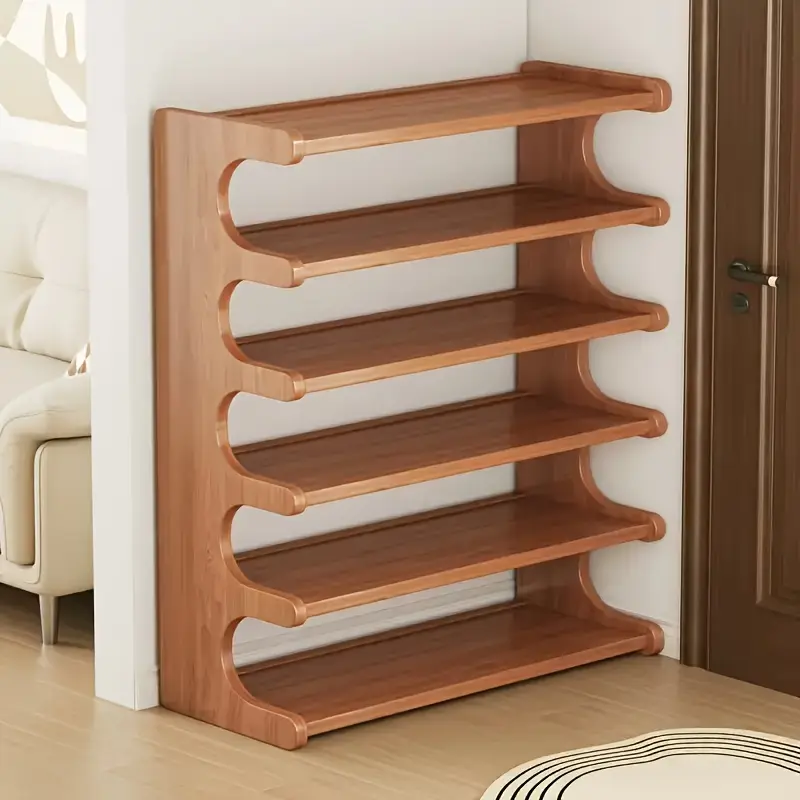 1pc Save Space Bamboo Shoe Rack-Multi-Layer Freestanding Storage Rack, Wood Grain Finish Is Suitable for Dormitory and Entrance, Easy to Assemble, Brown