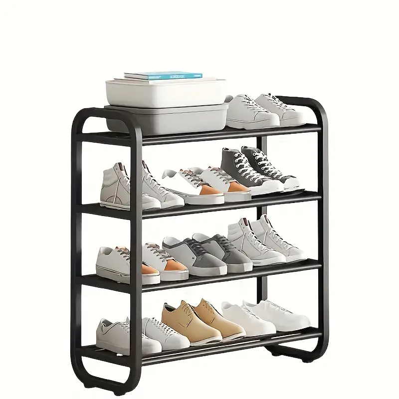 1pc 4/5Tier Multifunctional Shoe Organizer Rack, Space Saving, Easy to Assemble, Suitable for Entrance, Foyer And Corridor Independent Shoe Rack - Black/White - Floor Storage Rack