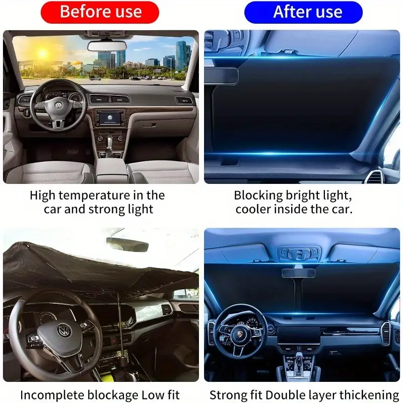 Fashionable Car Windshield Sunshade Durable Sun Blocker for Car Blackout Anti-Glare Sun Visor Extender for Vehicles When Parked. Essential Accessory for Modern Drivers.