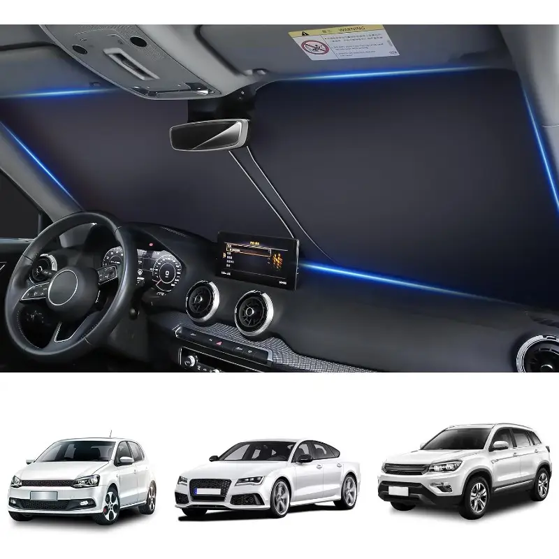 Fashionable Car Windshield Sunshade Durable Sun Blocker for Car Blackout Anti-Glare Sun Visor Extender for Vehicles When Parked. Essential Accessory for Modern Drivers.