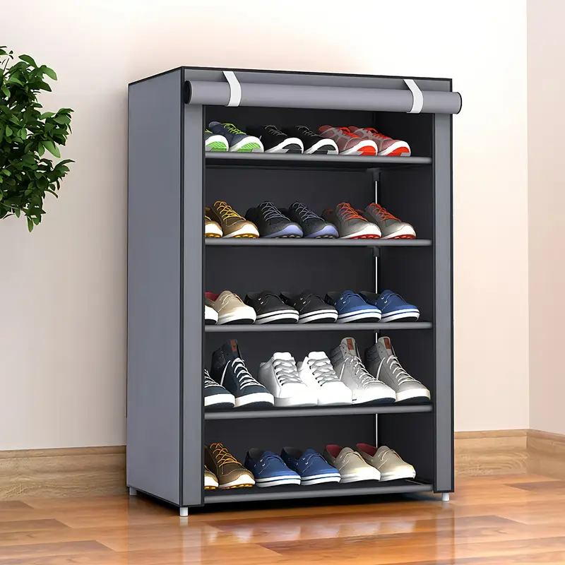 Versatile 6/8/10-Tier Shoe Organizer with Dustproof Cover - Easy Assembly, Portable Storage for 27-35 Pairs of Sneakers, High Heels & Boots - Ideal for Entryway