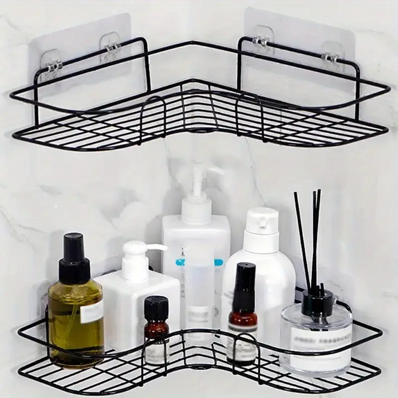 1pc Bathroom Shelf, Shower Caddy Rack, Bathroom Kitchen No Punching Triangle Storage Rack, Shower Shelf, Shampoo Storage Rack Holder, Bathroom Accessories
