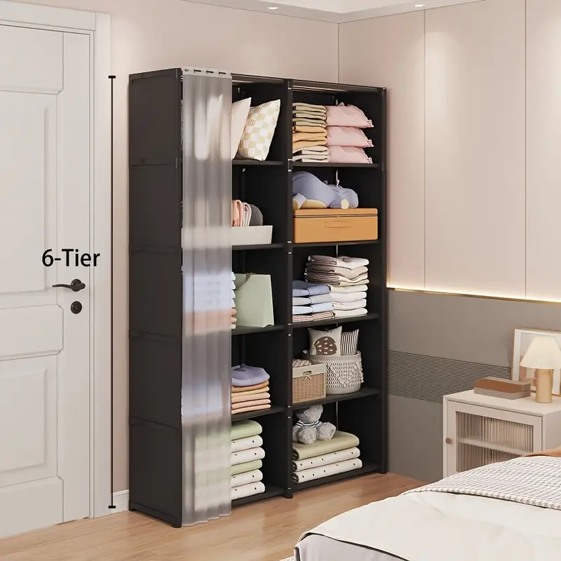 6-tier Multi-purpose Storage Shelf, Easy to Assemble, 15.75-inch Simple Clothing Storage Bin, Dust-proof Miscellaneous Item Bookshelf, Suitable for Offices, Classrooms, Living Rooms, Bedrooms, And Dormitories, Organization And Storage, Christmas Gift