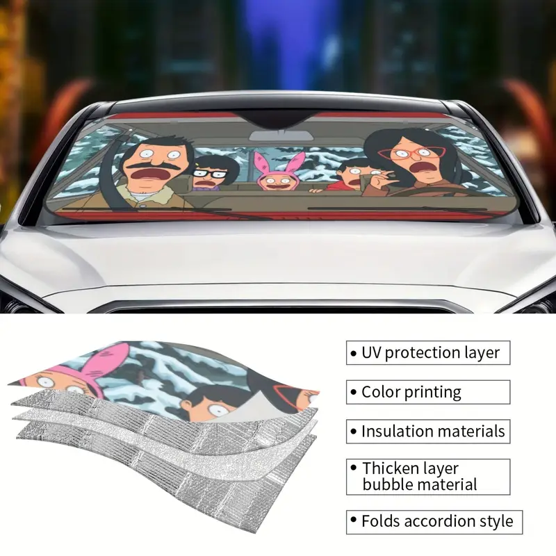 1pc Car Windshield Sunshade, Front Auto Car Windshield Sun Shade Blocks UV Rays Sun Visor Protector-Keep Your Vehicle Cool 29.9 x 55inch