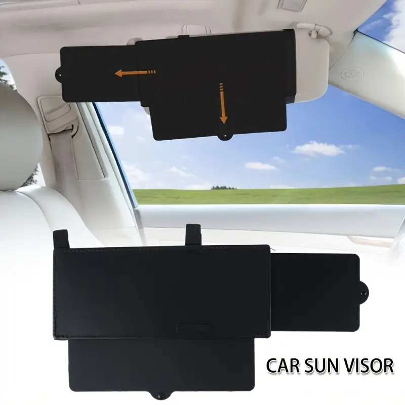 1pc Car Sun Visor with Extender, Front Curtain Shade, Universal Fit