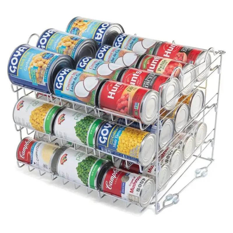 Stackable Pantry Can Organizer - 3-Tier Soda Can Organizer - Multifunctional Chrome-Finish Can Rack Organizer for Up to 36 Cans - For Pantry, Kitchen Cabinet, Countertop, Under Sink - 17x13x13
