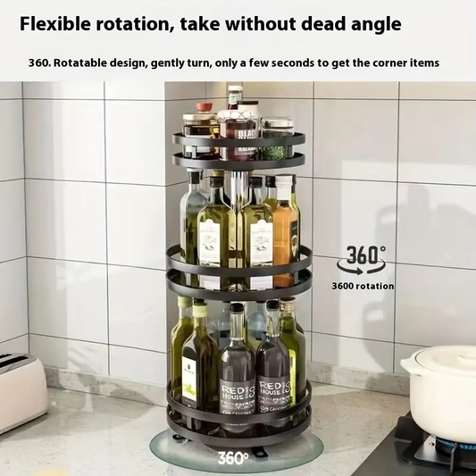 Rotatable 360 Degrees Kitchen Storage Rack Seasoning Storage Storage Rack Storage Box Oil Salt Sauce Vinegar Spice Jar Rack