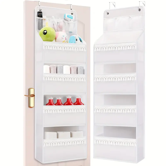 6-Shelf Over-the-Door Organizer with 8 Large Pockets – Anti-Tilt Hanging Storage for Pantry, Nursery, Bathroom, Bedroom, Kitchen, Dorm & Camper – Gray Polyester Multi-Room Organizer, Kitchen Organizers And Storage