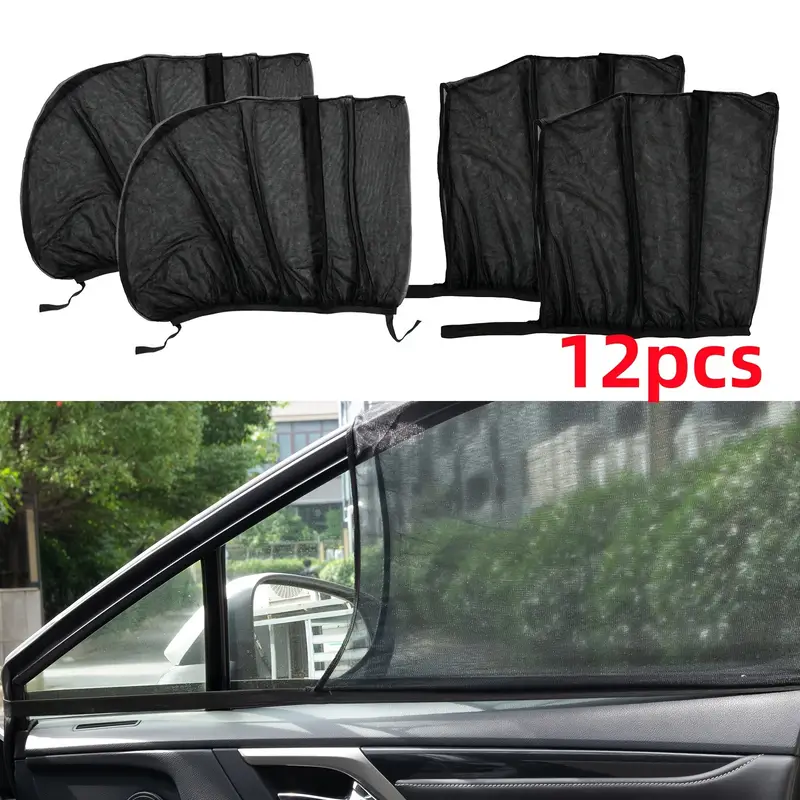 12pcs Universal Car Sun Shade Front & Rear Side Window Screen Cover Visor Screen Shield Sun Mesh Blind UV Protector Sunshade Truck Breathable Screen Cover Sunshade