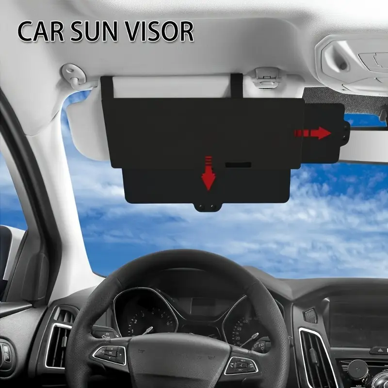 1pc Car Sun Visor with Extender, Front Curtain Shade, Universal Fit