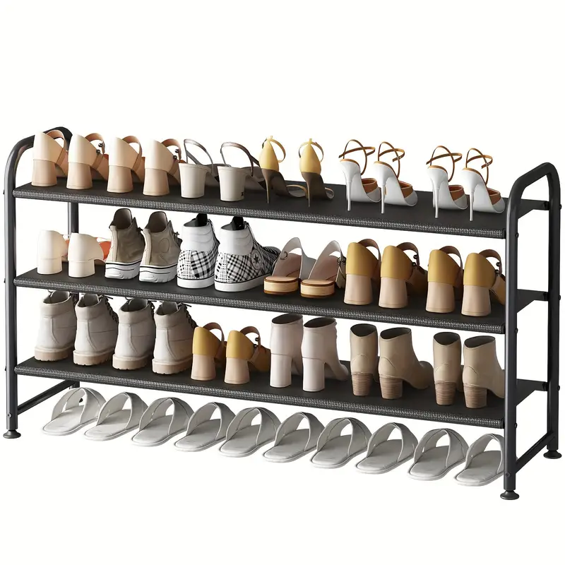 Shoe Rack 3 Tier Long Storage Organizer Wide Metal Shoe Shelf for Closet Entryway