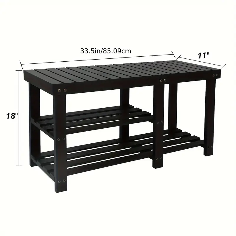 Shoe Rack Bench, 3-Tier Wood Shoe Bench With Boot Organizer, Free Standing Shoe Racks Bench, Storage Shoe Shelf For Entryway Hallway Bedroom, Balcony