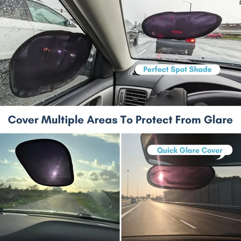 2/4pcs Miniature Static Cling Car Window Shades, Removable Oval Nylon Mesh Sun Glare Blockers for Side & Driver Windows, Black Frame, Easy Install & Remove, Reduces Eye Strain & Enhances Driving Comfort, Driving Comfort Enhancement | Suction Cup Attachmen