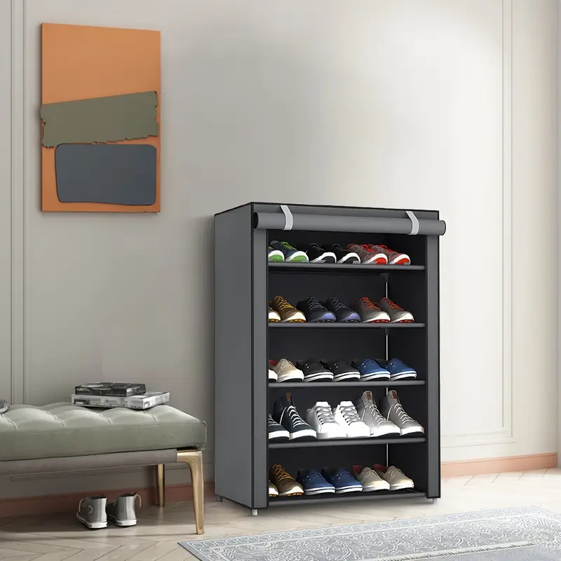 Versatile 6/8/10-Tier Shoe Organizer with Dustproof Cover - Easy Assembly, Portable Storage for 27-35 Pairs of Sneakers, High Heels & Boots - Ideal for Entryway