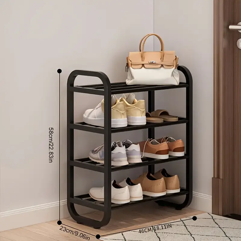 1pc 4/5Tier Multifunctional Shoe Organizer Rack, Space Saving, Easy to Assemble, Suitable for Entrance, Foyer And Corridor Independent Shoe Rack - Black/White - Floor Storage Rack