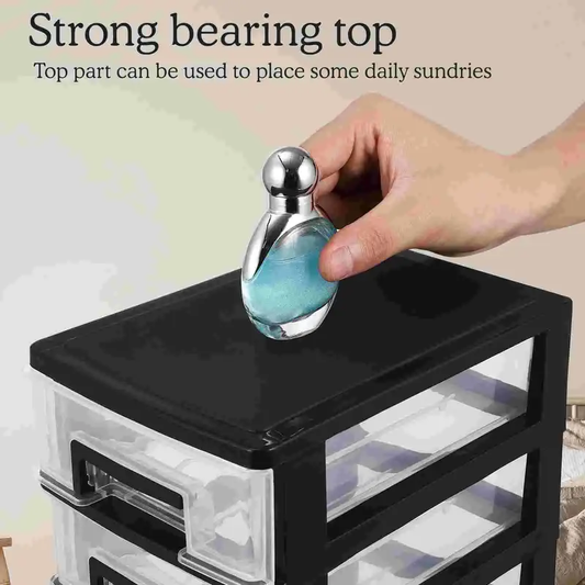 Versatile 5-Tier Plastic Storage Cabinet with Drawers - Waterproof, Dustproof Organizer for Home & Office - Black Transparent, Portable, Shelf, Trunks