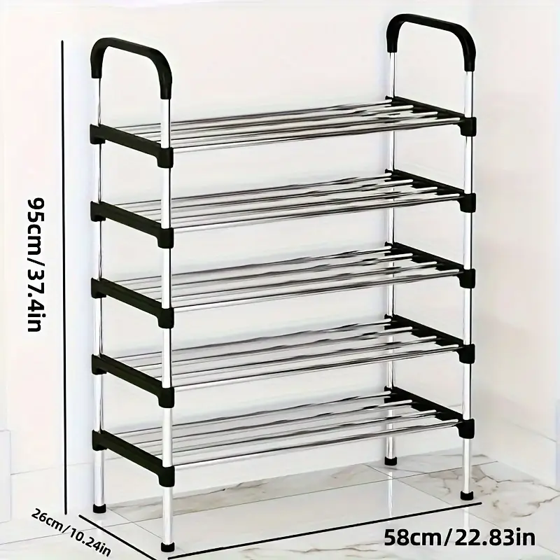 1pc Freestanding Galvanized Steel Pipe Shoe Rack - Multi-Layer, Space-Saving Design for Home & Office Entryway Storage, Easy Assembly, No Tools Required, Rental Property Storage | Spacesaving Rack | Durable Metal Rack, Shoe Storage Organizer