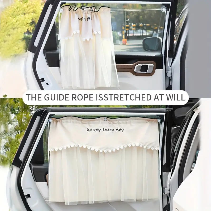 1pc Car Curtain Car Sunscreen Sunshade Blackout Fresh Style Car Privacy Curtain Universal for Women's Car Accessories