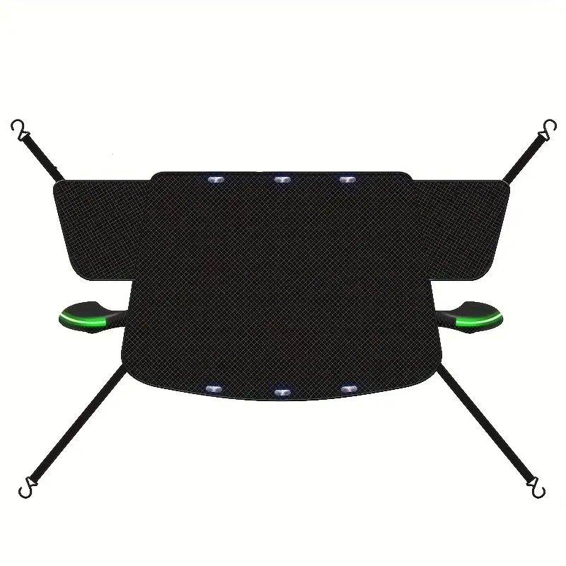 1pc Fit Car Half Cover - Black with Orange & Green Accents, Rainproof & Sun-Blocking, Heat-Insulating, Thick Polyester Front Sunshade - Ideal for All Seasons