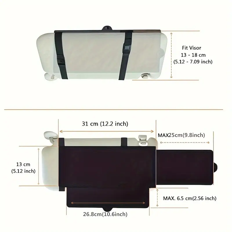 1pc Car Sun Visor with Extender, Front Curtain Shade, Universal Fit