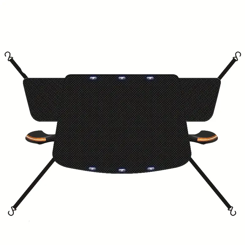 1pc Fit Car Half Cover - Black with Orange & Green Accents, Rainproof & Sun-Blocking, Heat-Insulating, Thick Polyester Front Sunshade - Ideal for All Seasons
