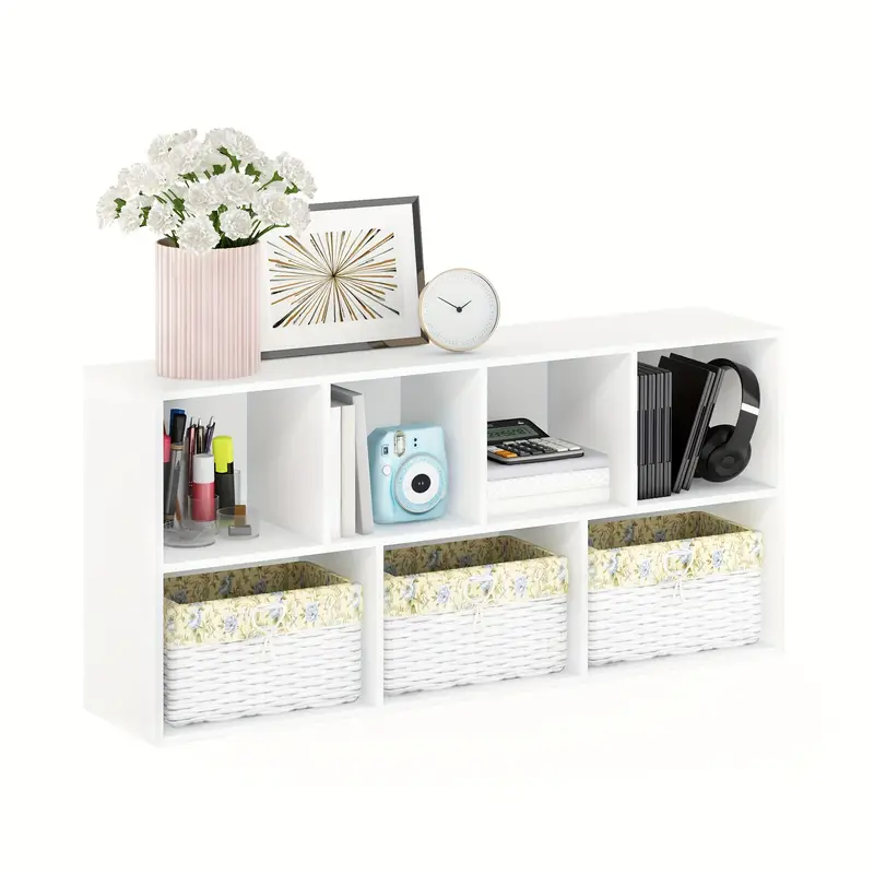 5-Cube Reversible Open Shelf, White, Multi-Purpose Storage Organizer, Modern Display Shelf, Home Office Bookshelf, Display Stands