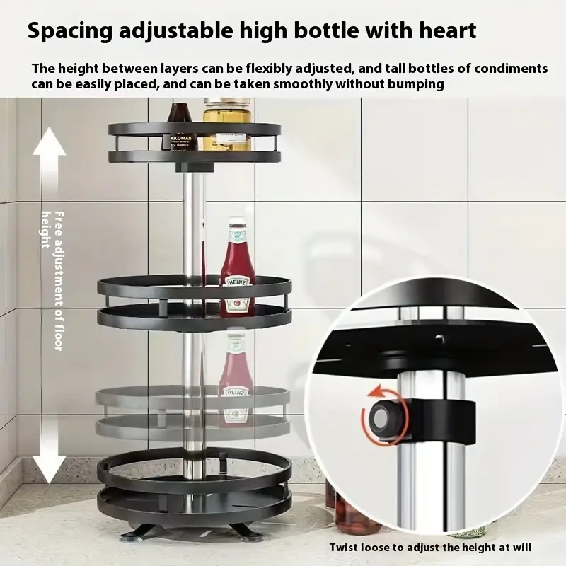 Rotatable 360 Degrees Kitchen Storage Rack Seasoning Storage Storage Rack Storage Box Oil Salt Sauce Vinegar Spice Jar Rack
