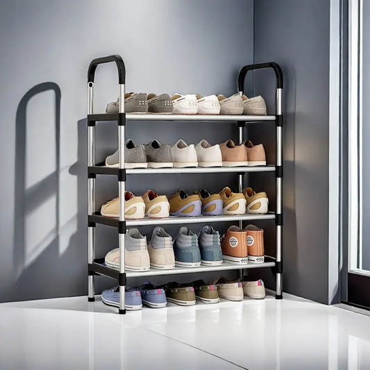 1pc Freestanding Galvanized Steel Pipe Shoe Rack - Multi-Layer, Space-Saving Design for Home & Office Entryway Storage, Easy Assembly, No Tools Required, Rental Property Storage | Spacesaving Rack | Durable Metal Rack, Shoe Storage Organizer
