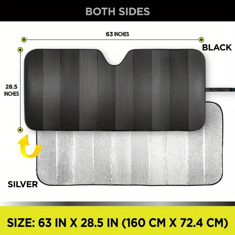Fits all vehicle windshields Black Folding Visor 1pc, 63" x 28.5"