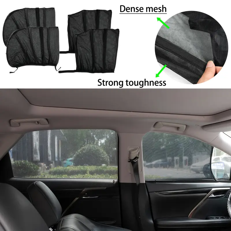 12pcs Universal Car Sun Shade Front & Rear Side Window Screen Cover Visor Screen Shield Sun Mesh Blind UV Protector Sunshade Truck Breathable Screen Cover Sunshade