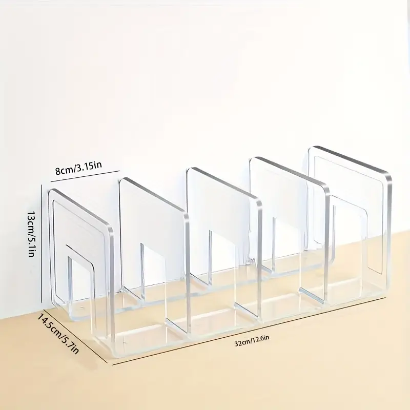 4-Tier Clear Acrylic Organizer for Purses, Handbags & Books - Multi-Purpose Desktop Storage Rack with 4 Sections for Neat Organization, Utility Racks