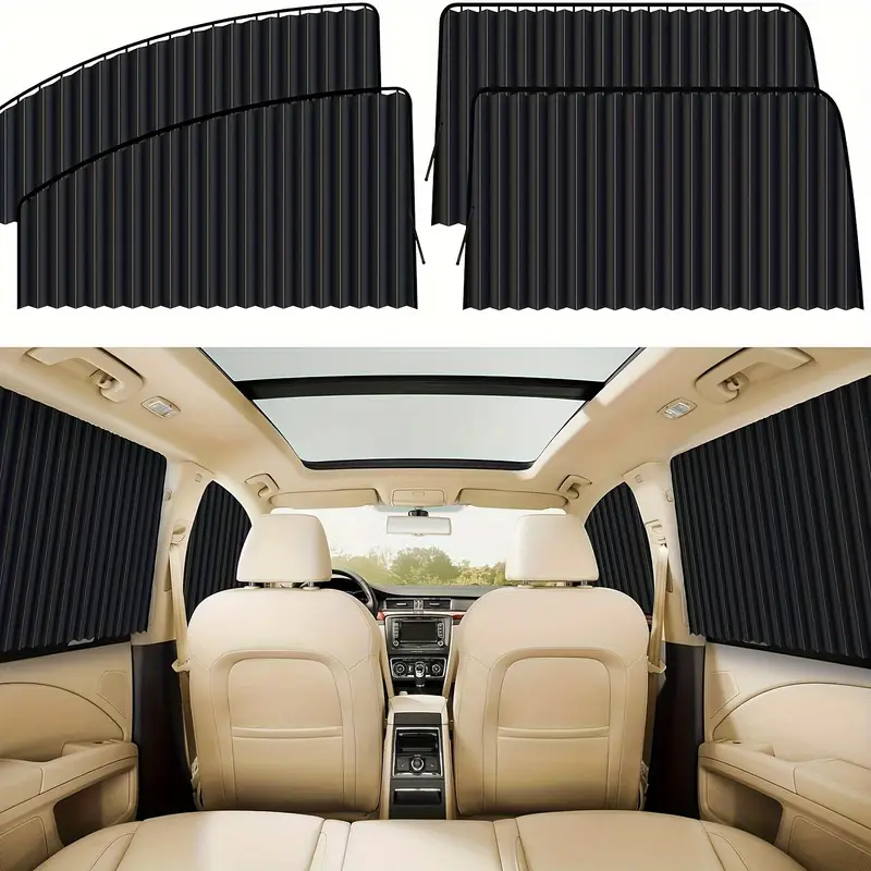4 Car Sunshades, Window Privacy Protection Curtains, Retractable UV Protection Shades for Car Windows, Sun-Blocking And Heat-Insulating Side Window Shades, Car Curtains.