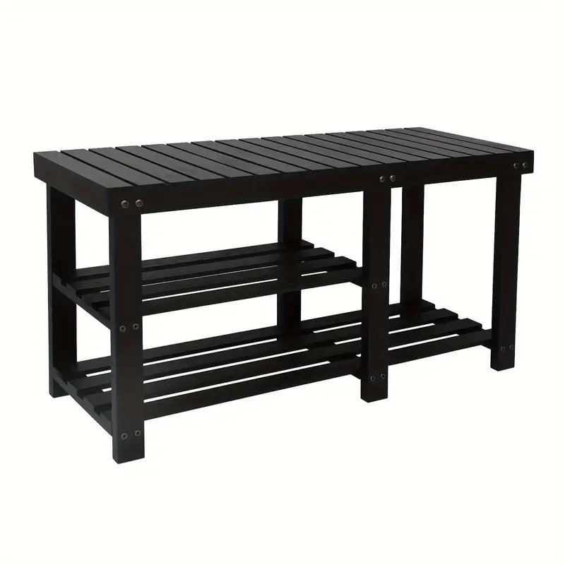 Shoe Rack Bench, 3-Tier Wood Shoe Bench With Boot Organizer, Free Standing Shoe Racks Bench, Storage Shoe Shelf For Entryway Hallway Bedroom, Balcony