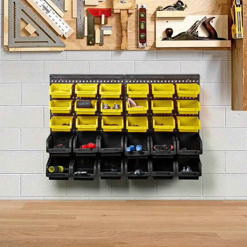 30pcs Wall-Mounted Storage Rack System - Perfect for Screws, Nuts, Bolts, Nails, Beads & Small Hardware - Easy Install, Heavy Duty Garage Organizer Is Perfect As A Gift,, Stackable Tool Box