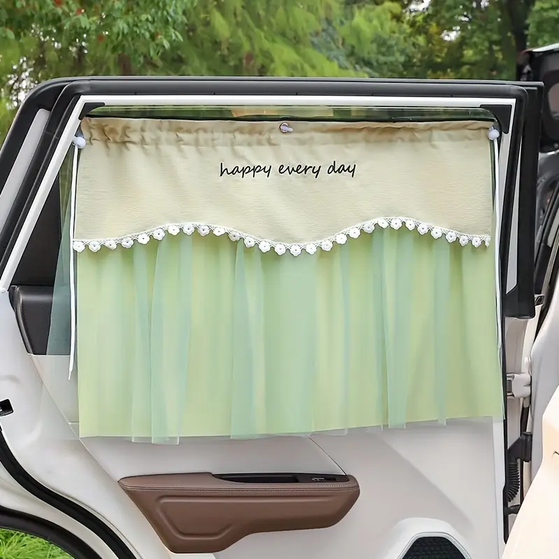 1pc Car Curtain Car Sunscreen Sunshade Blackout Fresh Style Car Privacy Curtain Universal for Women's Car Accessories