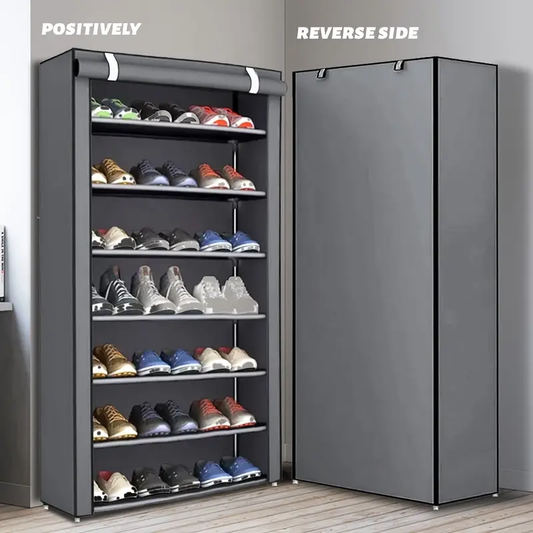 Versatile 6/8/10-Tier Shoe Organizer with Dustproof Cover - Easy Assembly, Portable Storage for 27-35 Pairs of Sneakers, High Heels & Boots - Ideal for Entryway