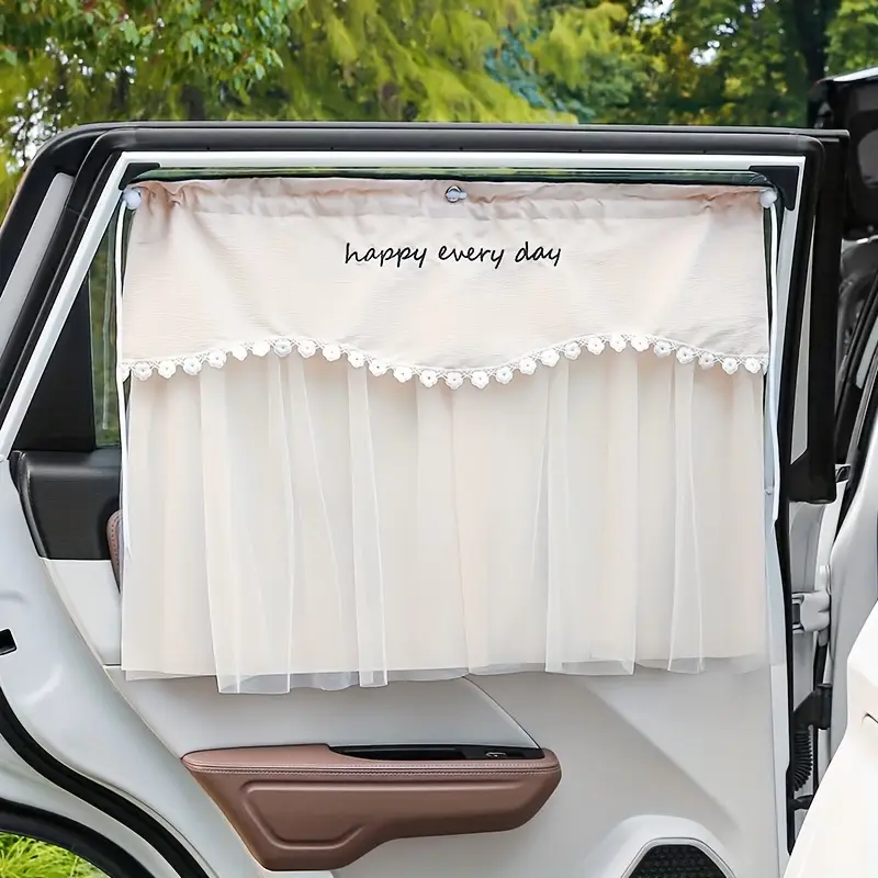 1pc Car Curtain Car Sunscreen Sunshade Blackout Fresh Style Car Privacy Curtain Universal for Women's Car Accessories