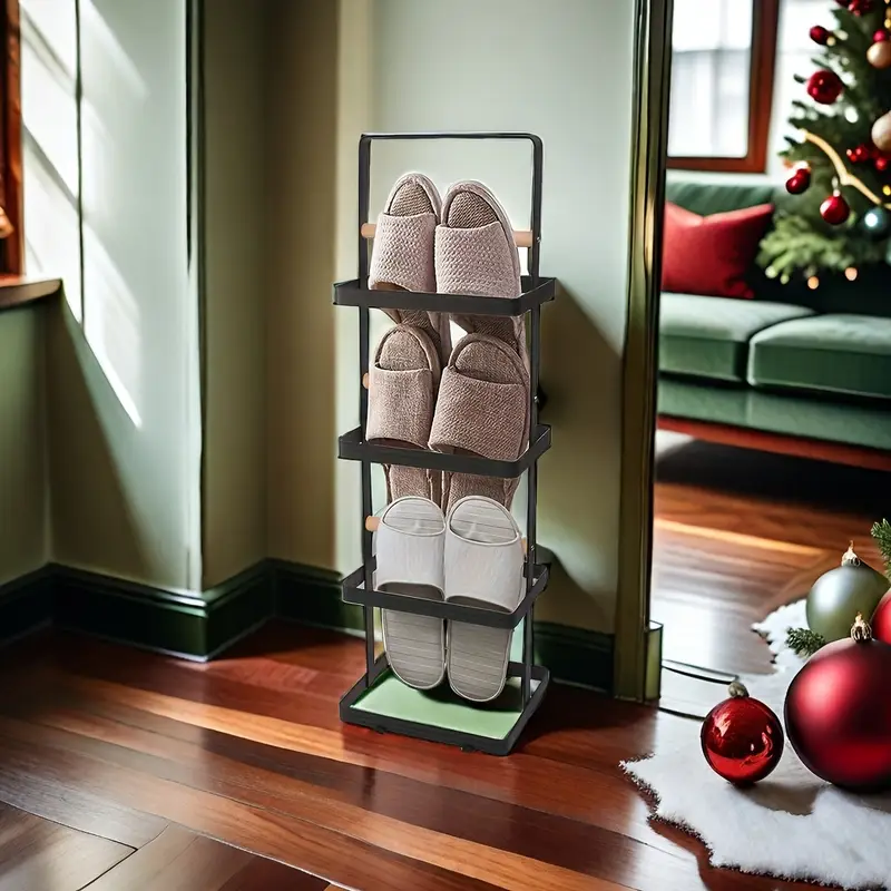 Sleek Design, Stackable Multi-Layer Shoe Rack - Durable Black, Perfect for Entryway, Closet, Garage & Bedroom Storage